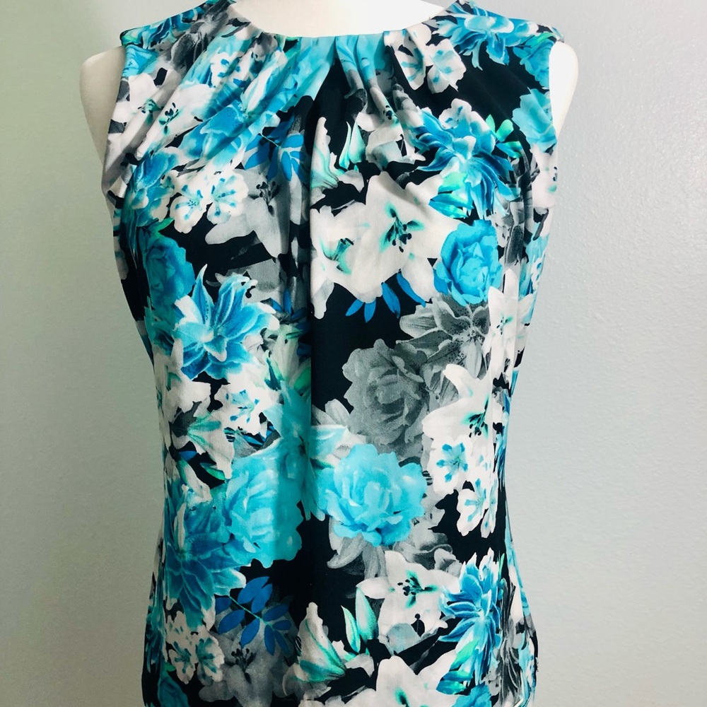 CALVIN KLEIN Floral Scoop Neck Blouse